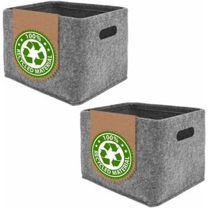 Dunedesign - Set of 2: Felt Box 32x26x23 Foldable Storage Box Toiletries Box Storage Basket - grau