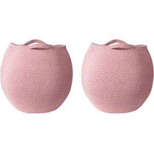 Beliani - Set of 2 Handwoven Cotton Storage Laundry Containers Basket Boxes Pink Panjgur - Pink