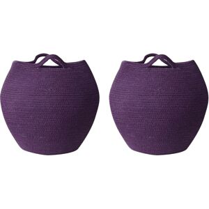 Beliani - Set of 2 Handwoven Cotton Storage Laundry Containers Basket Boxes Violet Panjgur - Violet