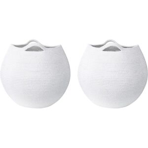 Beliani - Set of 2 Handwoven Cotton Storage Laundry Containers Basket Boxes White Panjgur - White