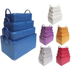 TOPFURNISHING Neon Bright Colours Toys Baby Nursery Organiser Cupboard Storage Basket + Handle Hamper basket [BLUE,Set of 2 Small] - Blue