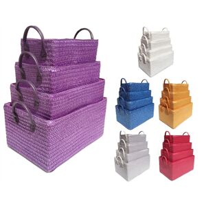 Topfurnishing - Neon Bright Colours Toys Baby Nursery Organiser Cupboard Storage Basket + Handle Hamper basket [Purple,Set of 2 Small] - Purple