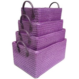 Topfurnishing - Neon Bright Colours Toys Baby Nursery Organiser Cupboard Storage Basket + Handle Hamper basket [Purple,Set of 2 Medium] - Purple