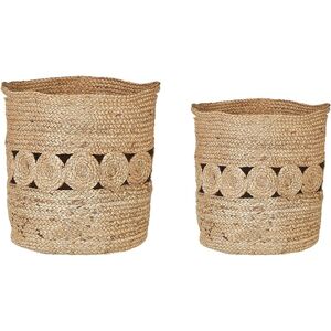 Beliani - Set of 2 Woven Jute Storage Boxes Laundry Basket Bin Accessory Natural Alang - Natural