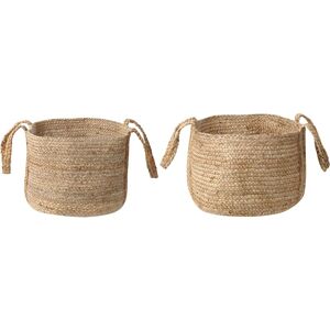 Beliani - Set of 2 Woven Jute Storage Laundry Basket Container Bin Set Natural Kornak - Natural