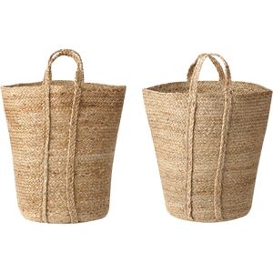 Beliani - Set of 2 Woven Jute Storage Laundry Basket Container Bin Set Natural Ornach - Natural