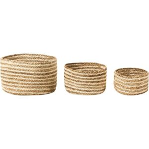 Beliani - Set of 3 Jute Storage Boxes Laundry Basket Bin Accessory Natural Beige Kahu - Natural