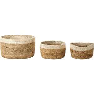 BELIANI Set of 3 Jute Storage Boxes Laundry Basket Bin Accessory Natural Beige Tajori - Natural