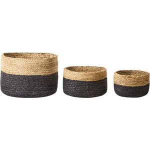 Beliani - Set of 3 Jute Storage Boxes Laundry Basket Bin Accessory Natural Black Jabar - Natural