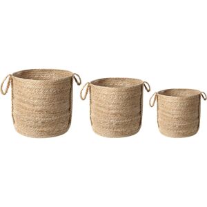 Beliani - Set of 3 Woven Jute Storage Laundry Basket Container Bin Set Natural Wadh - Natural