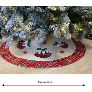 Shatchi - Set of 4 pcs Christmas Tree Skirt Snowflakes Printed Pattern Burlap Hessian Linen Xmas Tree Base Cover Floor Mat Holiday Home Deco