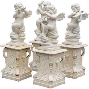 Biscottini - Set of 4 statues in cast iron with antique white finish