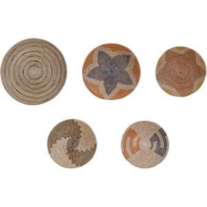 Beliani - Set of 5 Seagrass Wall Baskets Decorative Plates Handwoven Natural Parore - Natural