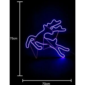 Shatchi - Jumping Reindeer Neon Effect Rope Light Silhouette Double Side 90 Blue LEDs Christmas Outdoor - Blue