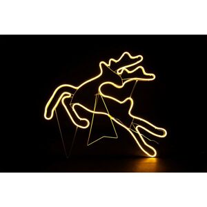 Jumping Reindeer Neon Effect Rope Light Silhouette Double Side 90 Warm White LEDs Christmas Outdoor - Yellow - Shatchi