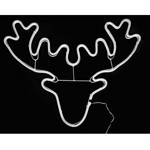 Shatchi - Stag Head Neon Effect Rope Light Silhouette Double Side 90 White LEDs Christmas Outdoor - White