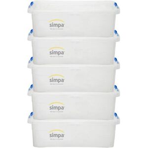 Simpa - 5PC Clear Clik 'n' Store Plastic Storage Boxes - Size 32L