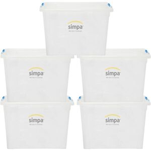 Simpa - 5PC Clear Clik 'n' Store Plastic Storage Boxes - Size 80L