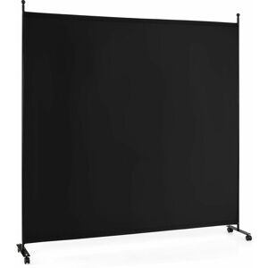 Costway - Single Panel Room Divider 184cm Folding Privacy Screen Freestanding w/ 4 Wheels