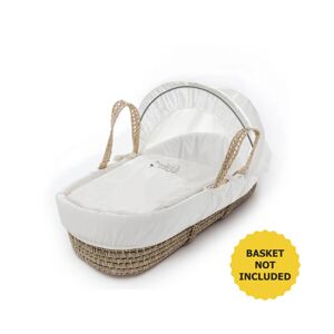 Kinder Valley - Sleepy Little Owl Moses Basket Bedding Set Dressings with Quilt, Padded Liner, Body Surround and Adjustable Hood - White