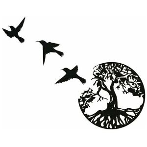 NEIGE Snow Metal Wall Art Tree Of Life With Birds Deco Black - 28CM/11.02in Tree Of Life Wall Decor Modern Wall Decor Metal Tree Family Sign Home Decor