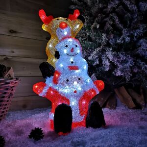 Samuel Alexander - Snowtime 59cm Indoor Outdoor Santa Snowman Reindeer Tower With 60 Ice White LEDs