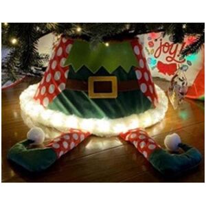 Snowtime - 60cm Elf Tree Skirt Collar / Base Cover with Led Lights and Timer