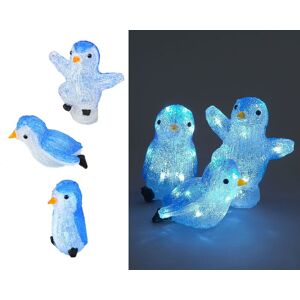 YOL Set of 3 Penguins Christmas Garden Decoration Acrylic Blue White Indoor Outdoor