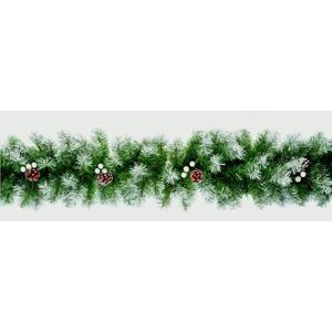 Premier - Snowy Christmas Garland - Green with Cones - 270cm x 20cm - Green 2.7m x 25cm