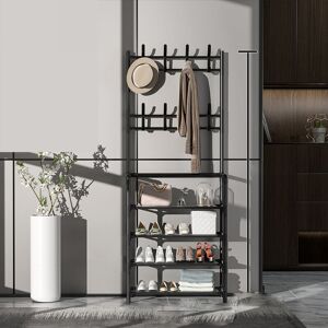 Xuigort - Standing Coat Rack Modern Metal Clothes Garment Hanging Storage Shelf Hanger for Entrance Hall 60cm 4 Layer Black