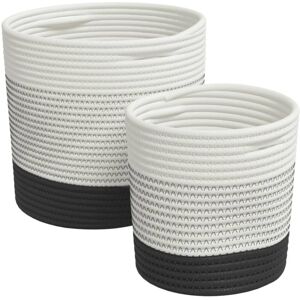 Vidaxl - Storage Baskets 2 pcs White and Black Cotton Multicolour