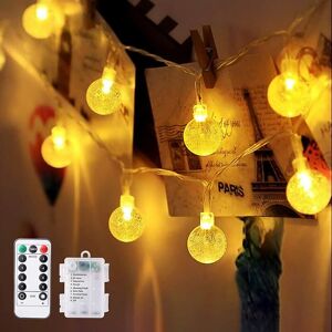 Aougo - String Lights, 50 led 5M Battery Operated String Lights with 8 Modes, IP65 Indoor/Outdoor String Lights with Remote Control for Bedroom,