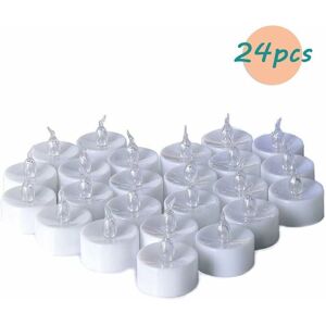 LANGRAY Tealight Candles 24 Flameless Candles with CR2032 Batteries, Flameless led Tealight Candles Sparkling Candles with Warm White Sparkle Effect