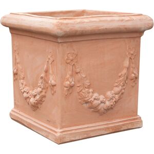 BISCOTTINI Terracotta festooned cube vase 100% Made in Italy entirely Handmade