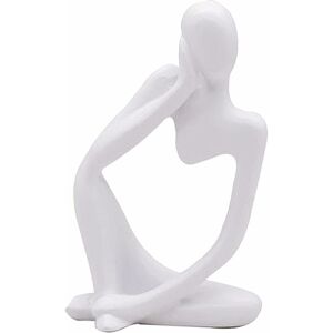 TINOR The Thinker Statue, Resin Thinker Abstract Sculpture Statue Modern Character Figurines Home Decor Office Desk Ornament Birthday Gifts White Left