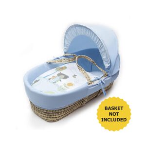 Kinder Valley - Tiny Ted Blue Moses Basket Bedding Set Dressings with Quilt, Padded Liner, Body Surround and Adjustable Hood - Blue