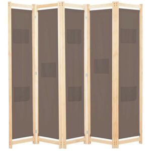 Sweiko - 5-Panel Room Divider Brown 200x170x4 cm Fabric VDTD13990