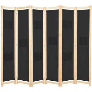 SWEIKO 6-Panel Room Divider Black 240x170x4 cm Fabric VDTD13995