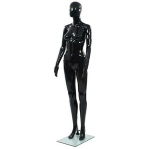 Sweiko - Full Body Female Mannequin with Glass Base Glossy Black 175 cm VDFF04943UK