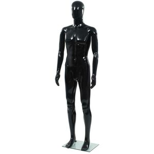 Sweiko - Full Body Male Mannequin with Glass Base Glossy Black 185 cm VDFF04941UK