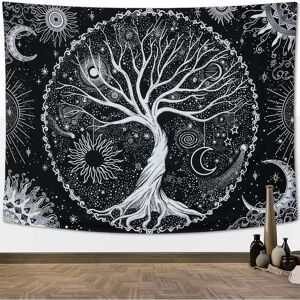 LANGRAY Tree of Life Tapestry Black and White starry Tapestry Aesthetic Wall Hanging Tapestries Home Decor for Bedroom,Living Room,Dorm (Tree of life,