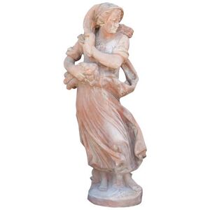 Biscottini - Tuscan terracotta made W36xDP36xH142 cm sized aged statue Made in Italy