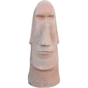 Biscottini - Tuscan terracotta made W45xDP40xH132 cm sized aged Easter Island statue Made in Italy