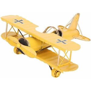 PESCE Vintage Airplane Model, Mini Metal Biplane Airplane Model Toys for Home Decor Ornament Photo Props Study Office Desk Decoration(Yellow)