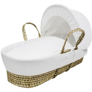 Kinder Valley - Waffle Palm Moses Basket With Quilt, Padded Liner, Body Surround and Adjustable Hood - White - White