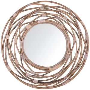 Beliani - Wall Mirror Modern Boho Sand Beige Decorative Round Rattan ø 75 cm Burgis - Brown