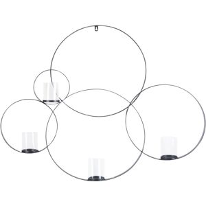 Beliani - Wall Mounting Candle Holder with Metal Framework 80 cm Black and Glass Buru - Black