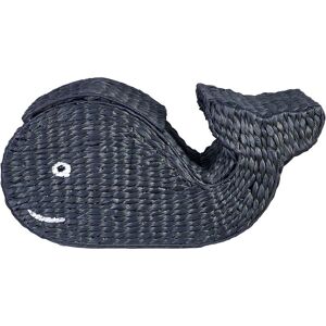 BELIANI Water Hyacinth Wicker Basket Box Container Hamper Whale-Shaped with Lid Natural Black Woven Accessory Orania - Black