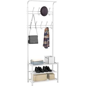 187cm Height Metal Hall Tree Entryway Coat Rack, White - Yaheetech