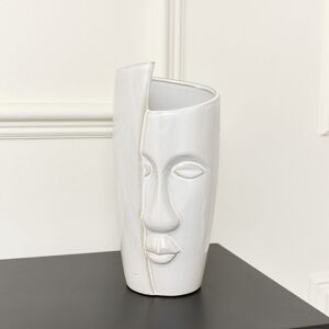 Melody Maison - White Ceramic Asymmetrical Face Vase - White